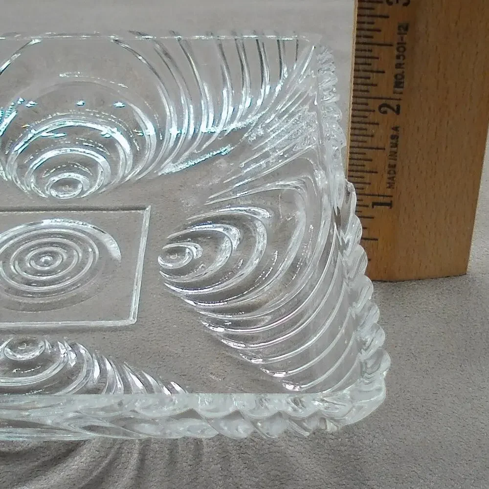 Hazel Atlas Open Candy Dish #574 Clear Sonic Wave Ripple Soundwave Vintage MCM
